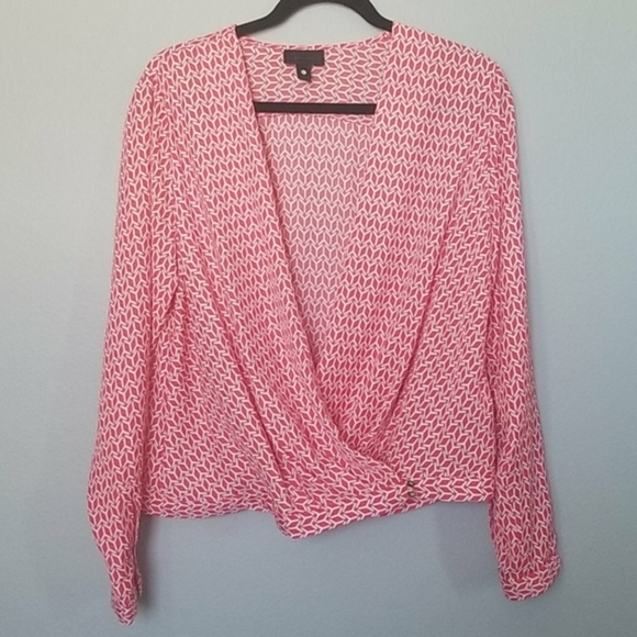 Worthington Feminine Office Wrap Front Surplice Long sleeve blouse large - Picture 1 of 9